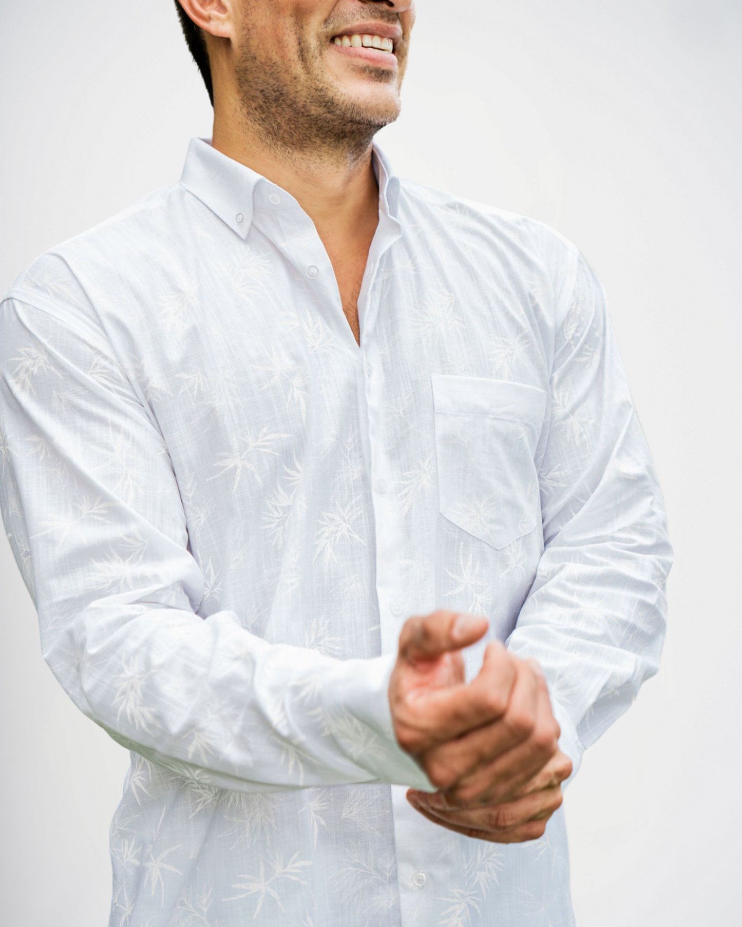 HAWAII Shirt Long Sleeve - White Palm