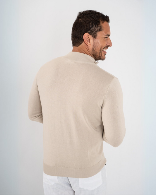 Pullover Sweater 1/4 Zip - Beige
