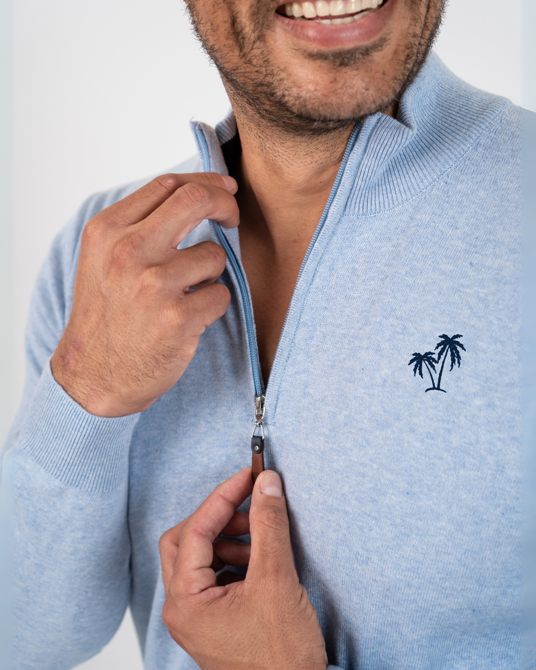 Pullover Sweater 1/4 Zip - Sky Blue