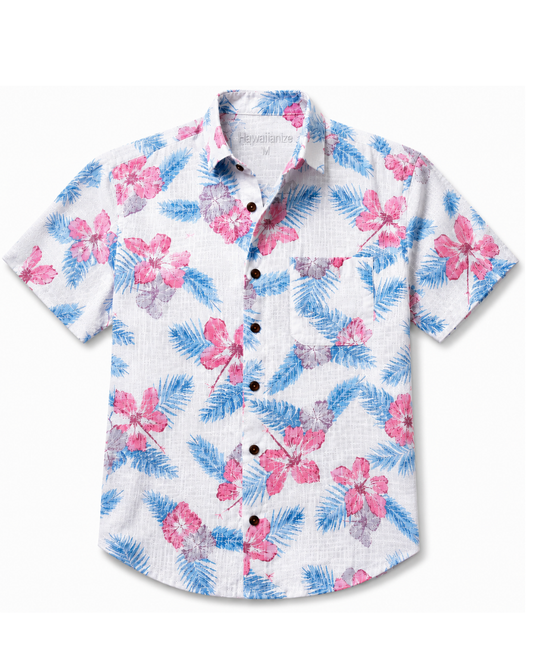 HIBISCUS Reverse Printing Shirt - White
