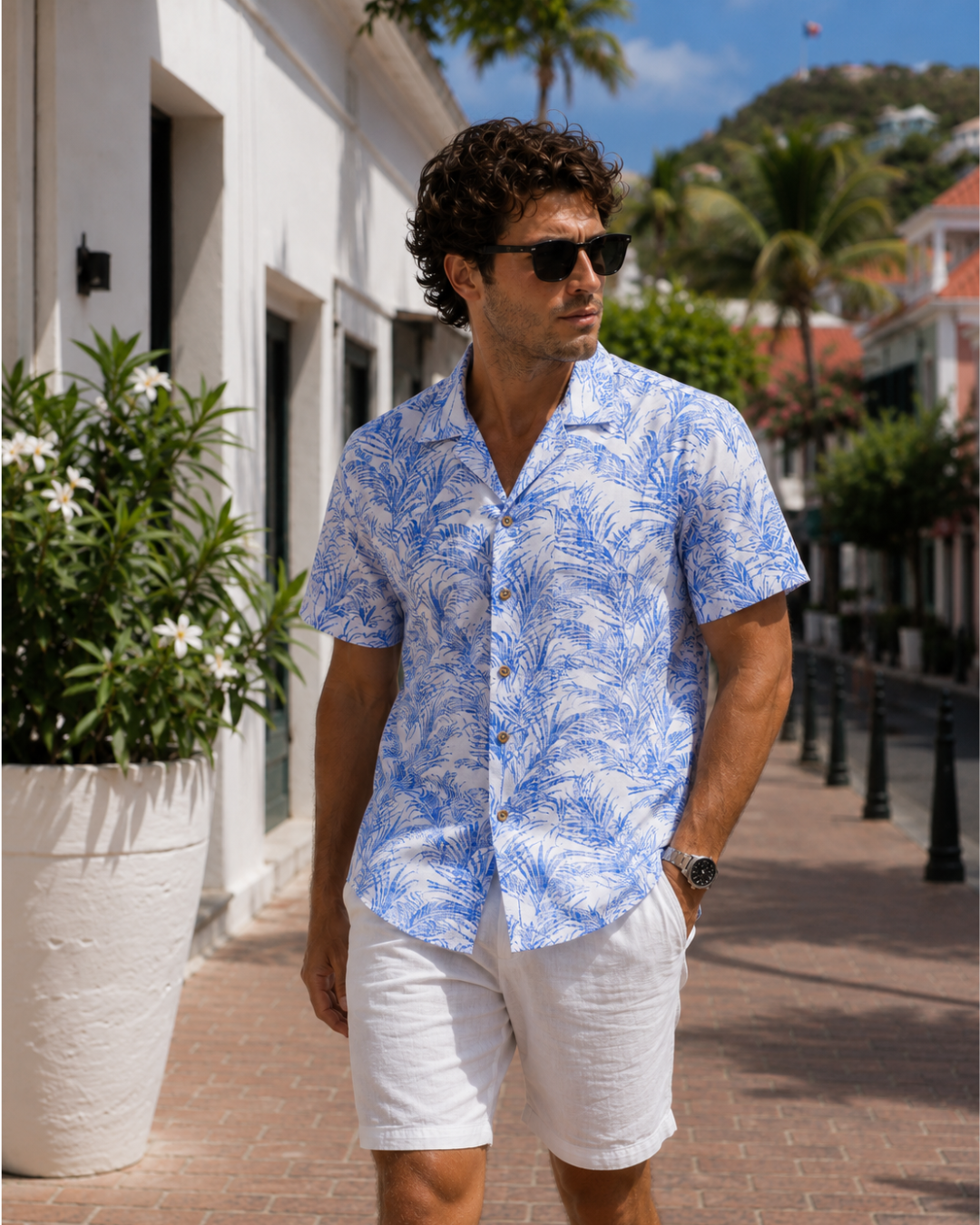 MAUI Camp Shirt - Palm Blue