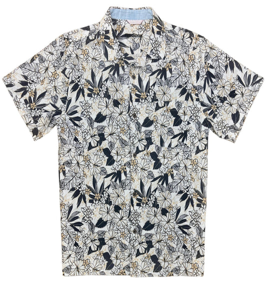 HIBISART Shirt - Ivory, Navy & Beige