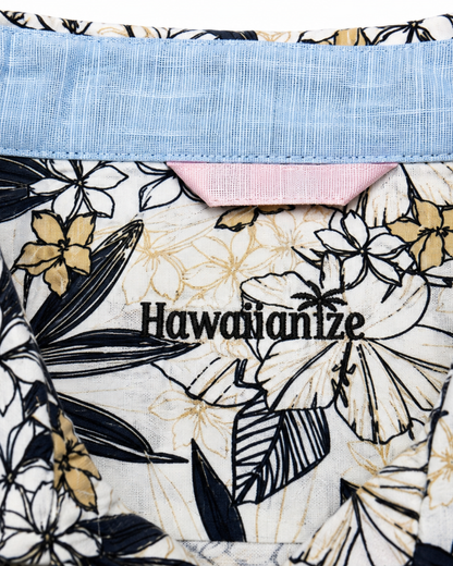 Island Ink Shirt - Ivory, Navy & Beige