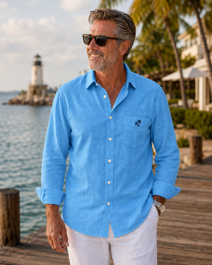 Horizon Linen Blend Shirt - Light Jean