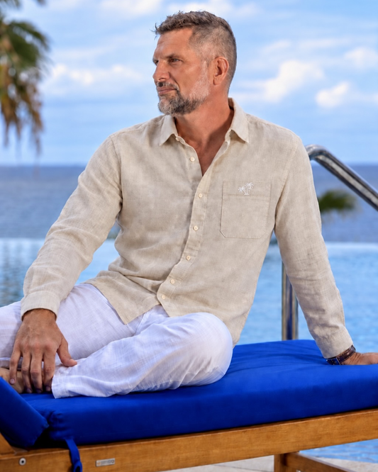 Horizon Linen Blend Shirt Long sleeves- Natural