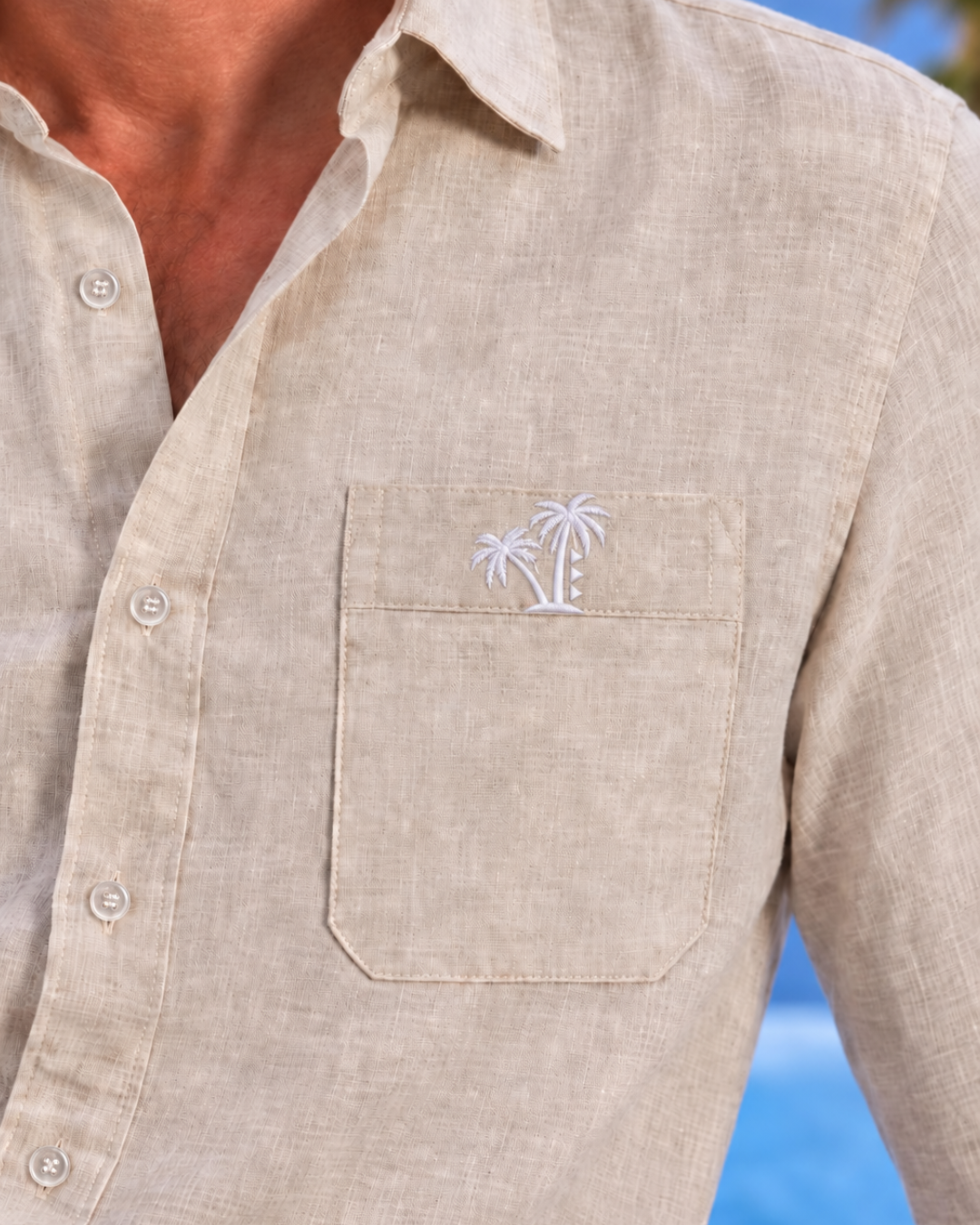 Horizon Linen Blend Shirt Long sleeves- Natural
