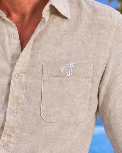 Horizon Linen Blend Shirt Long sleeves- Natural
