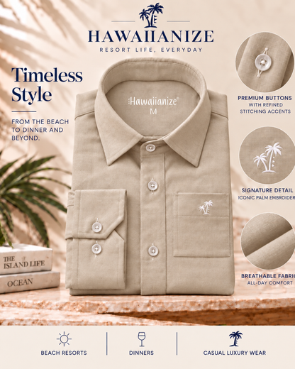 Horizon Linen Blend Shirt Long sleeves- Natural