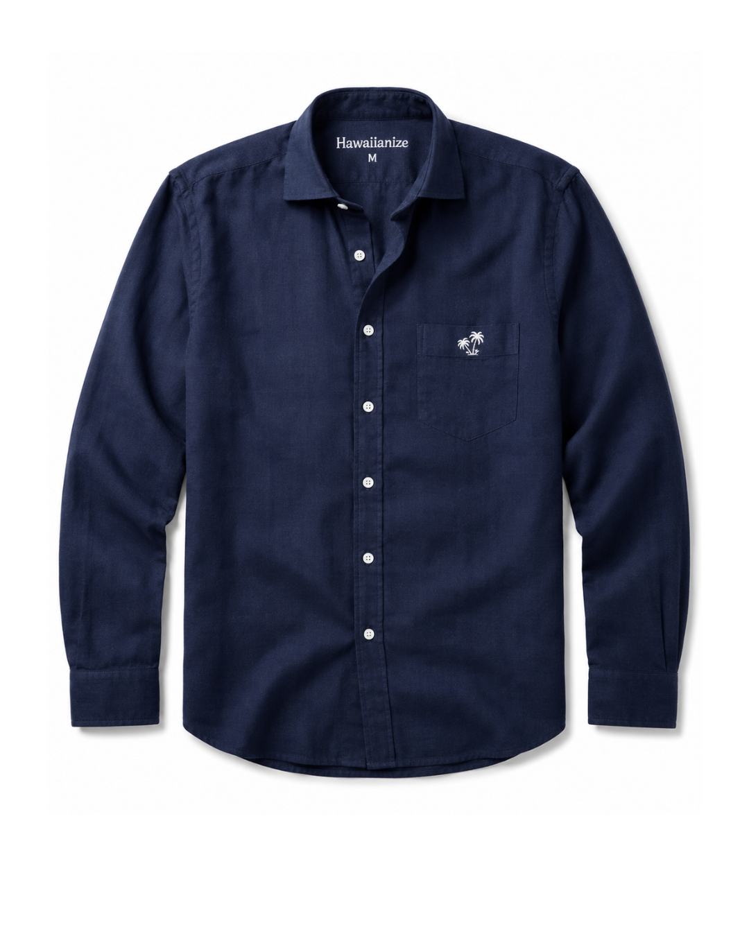 Horizon Linen Blend Shirt Long sleeves- Navy