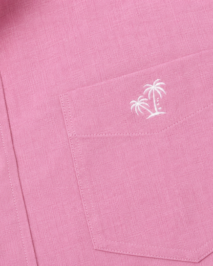 Horizon Linen Blend Shirt Long sleeves- Pink