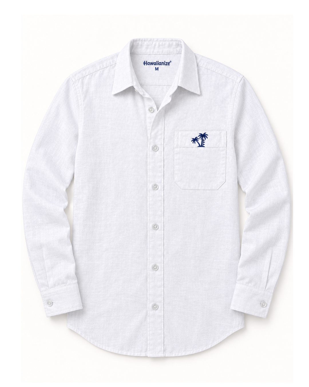 Horizon Linen Blend Shirt Long sleeves- White