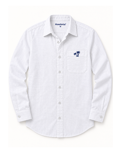 Horizon Linen Blend Shirt Long sleeves- White