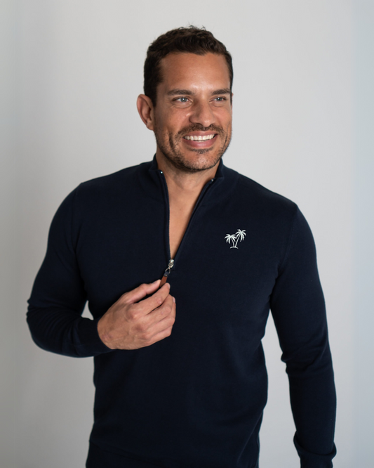 Pullover Sweater 1/4 Zip - Navy Blue